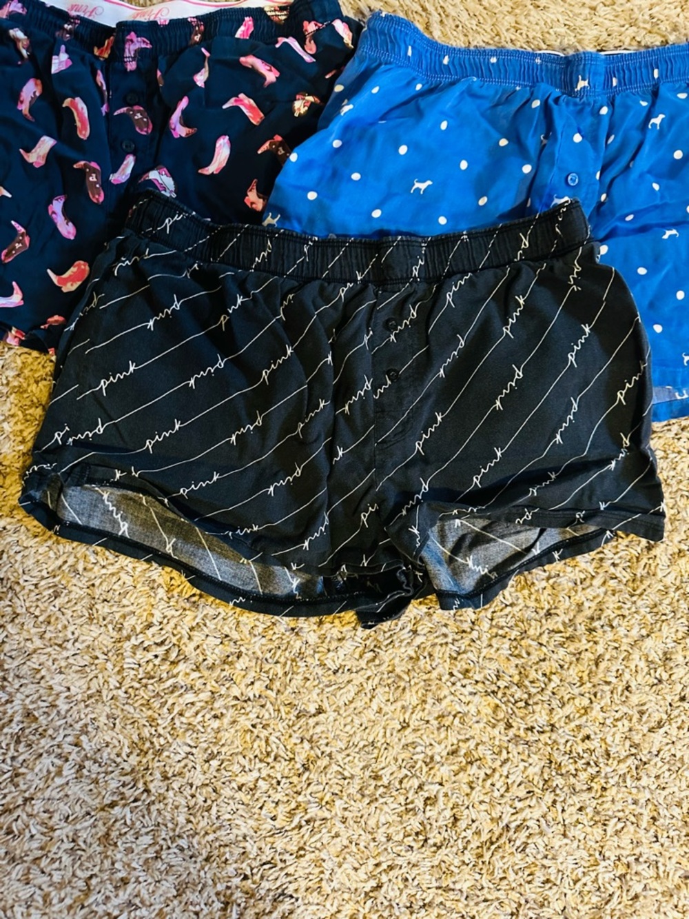 Victoria's Secret PINK lot of 3 Boxer Shorts with Pink Trim Small - Picture 2 of 10